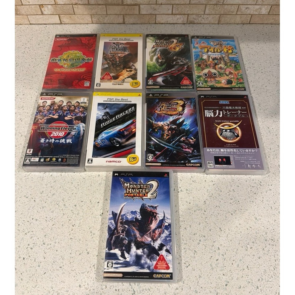 Lot of 9 Japanese PSP Games Monster Hunter Portable 2nd 2nd G 3rd Ridge Racers